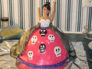 This was a Gothic Barbie Cake I made for my nephew as a gag cake lol