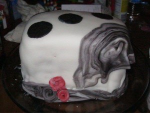 This was a learning experience, Leo and I both worked on this cake.